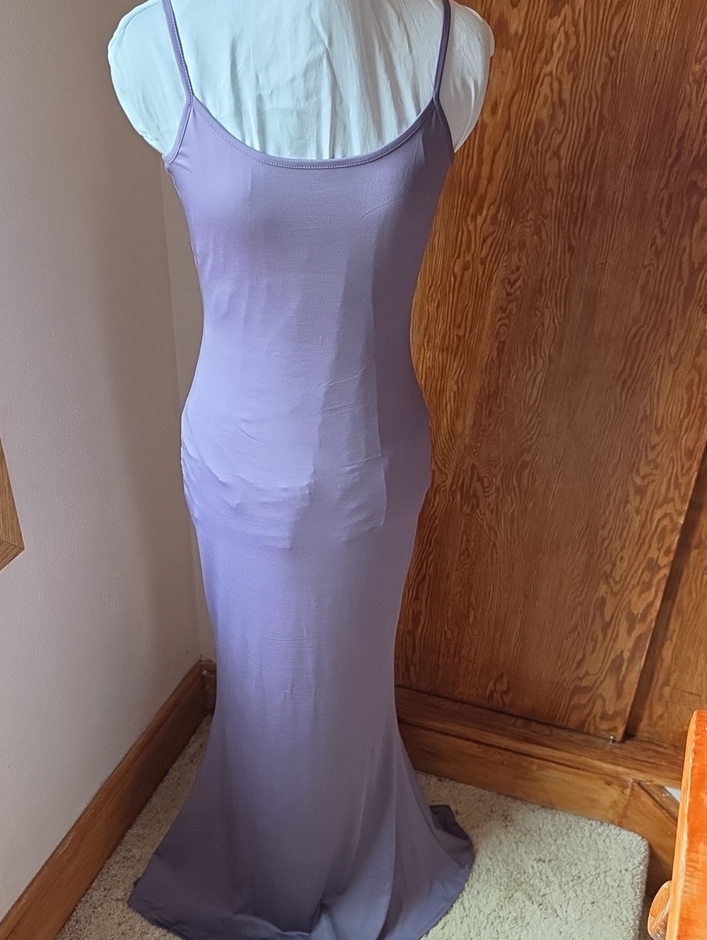 Lilac Slip Maxi Dress with Spaghetti Straps